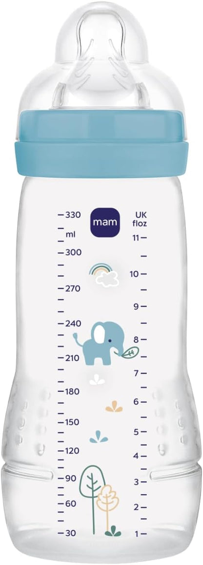 MAM Easy Active lutipudel 330 ml, sinine, kiire vooluga lutt, 4+ kuud