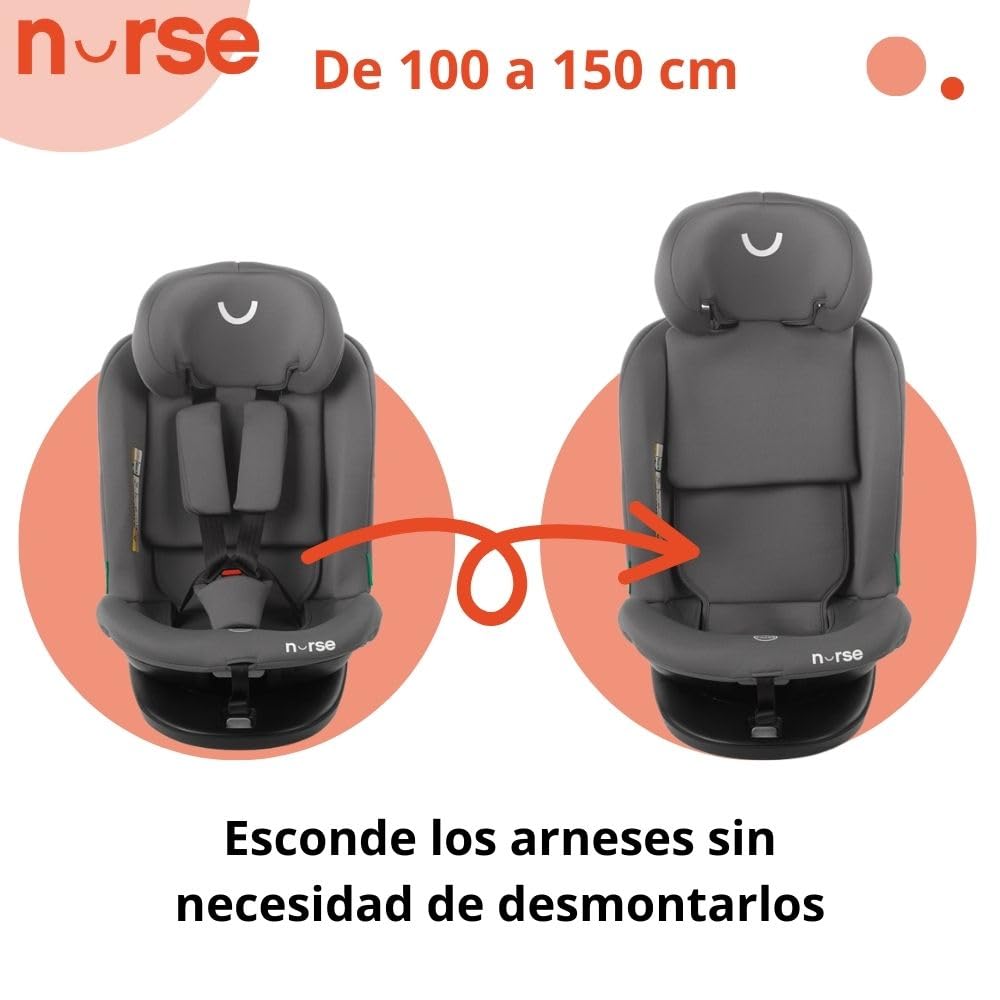 Nurse Jet i-Size turvatool 40–150 cm, 360° pööratav, ISOFIX ja Top Tether, must