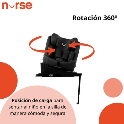 Nurse Scope i-Size 360° pöörlev turvatool 40–150 cm / 0–12 a, ISOFIX ja tugijalg, must