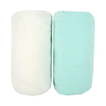 BabyCalin kummiga voodilina komplekt 70 × 140 cm, valge/türkiis (2 tk)
