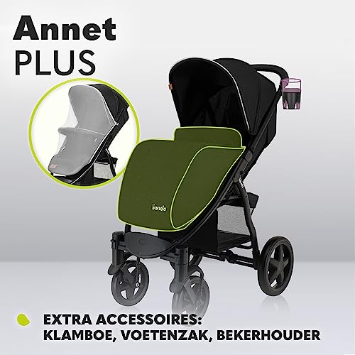 Lionelo ANNET PLUS kerge jalutuskäru, ühe käega kokkupandav, XXL varikatus UPF50+, kuni 22 kg