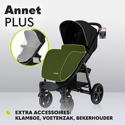 Lionelo ANNET PLUS kerge jalutuskäru, ühe käega kokkupandav, XXL varikatus UPF50+, kuni 22 kg
