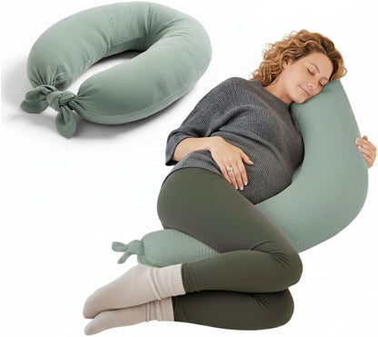 Jane XXL raskaus- ja imetystyyny, beige, 100 % puuvillamusliini, malli 050331 U10