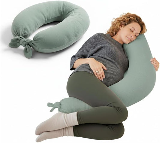 Jane XXL raskaus- ja imetystyyny, beige, 100 % puuvillamusliini, malli 050331 U10