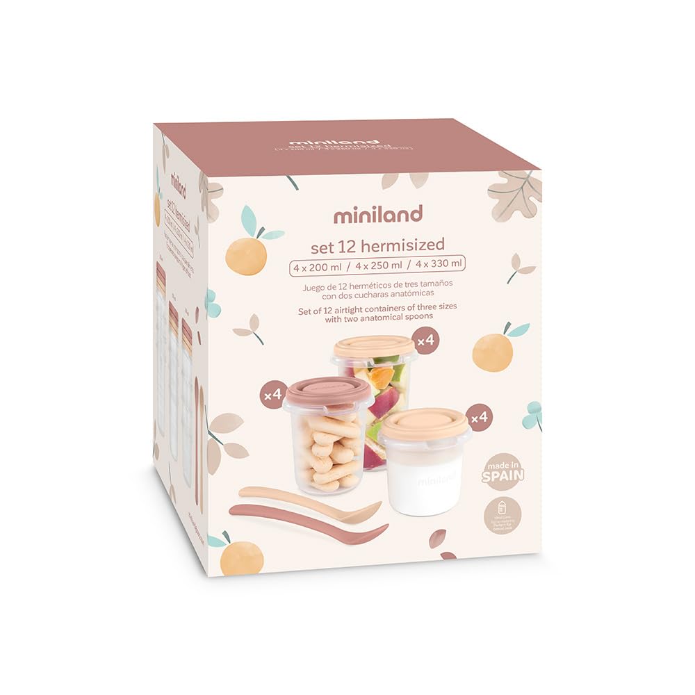 Miniland Valencia toidukarpide komplekt 12 tk (200–330 ml) + lusikad