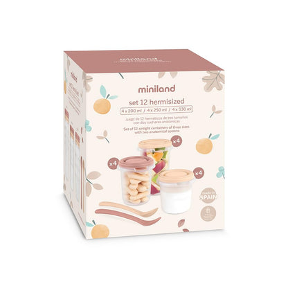 Miniland Valencia toidukarpide komplekt 12 tk (200–330 ml) + lusikad
