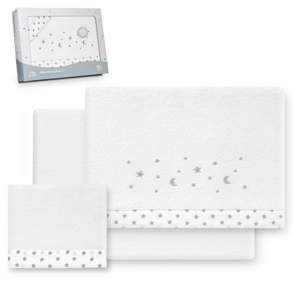 Interbaby soe voodipesu komplekt 60 × 120 cm, Star Moon valge/hall