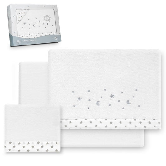 Interbaby soe voodipesu komplekt 60 × 120 cm, Star Moon valge/hall