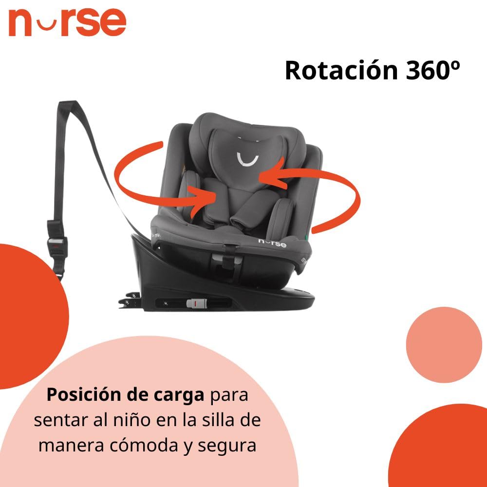 Nurse Jet i-Size turvatool 40–150 cm, 360° pööratav, ISOFIX ja Top Tether, must