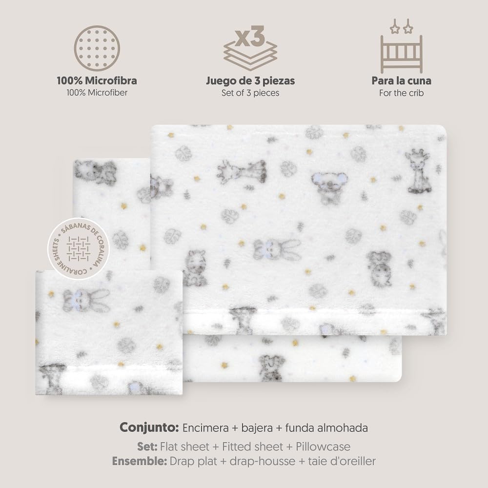 Interbaby voodipesukomplekt beebivoodile 60 x 120 cm Koala valge/sinine