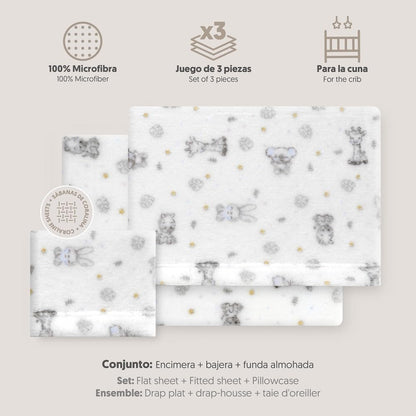 Interbaby voodipesukomplekt beebivoodile 60 x 120 cm Koala valge/sinine
