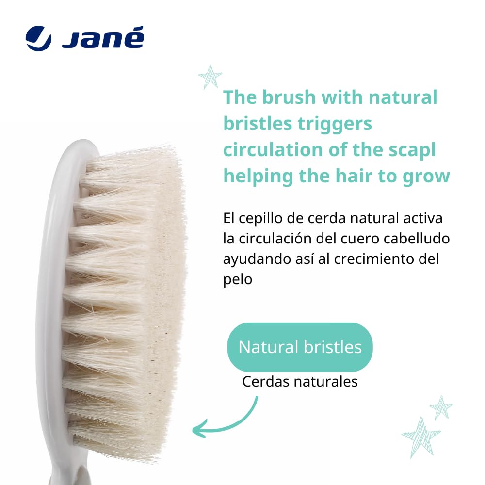 Jane beebihari ja kamm pehmete naturaalsete harjastega, beež