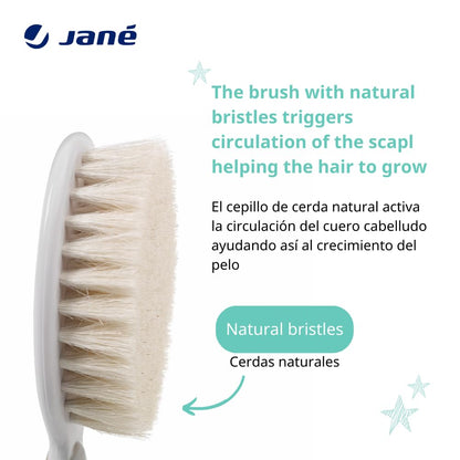 Jane beebihari ja kamm pehmete naturaalsete harjastega, beež