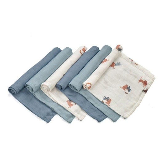 Jané musliinlapid 6 tk, puuvilla ja bambusega, 35 × 35 cm, sinine