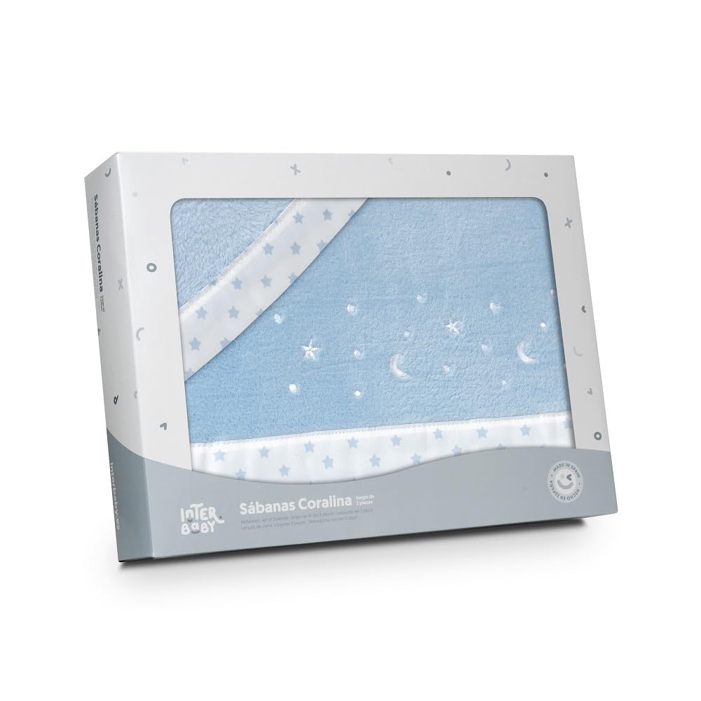 Interbaby voodipesukomplekt beebivoodile 60 x 120 cm, sinine, 3-osaline, 30204-01