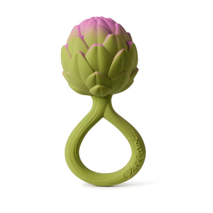 Oli & Carol Artichoke 2-ühes närimislelu ja kõristi, naturaalne kumm