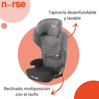 Nurse Spring turvatool i-Size 100-150 cm, kokkupandav, ISOFIX, hall