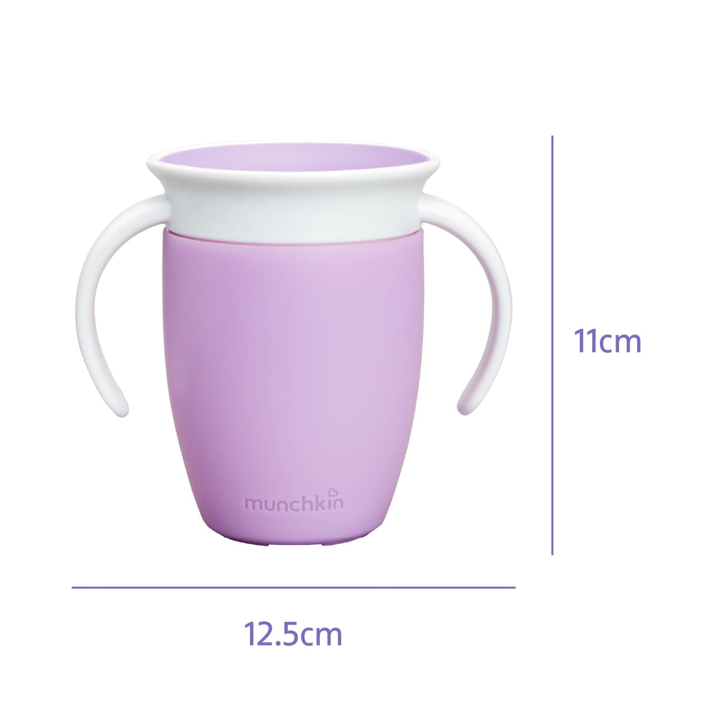 Munchkin Miracle 360°-Trinkbecher für Babys und Kleinkinder, BPA-freier Trinklernbecher mit Griffen, auslaufsicher & spülmaschinenfest, für Kinder ab 6 Monaten - 207 ml, lila