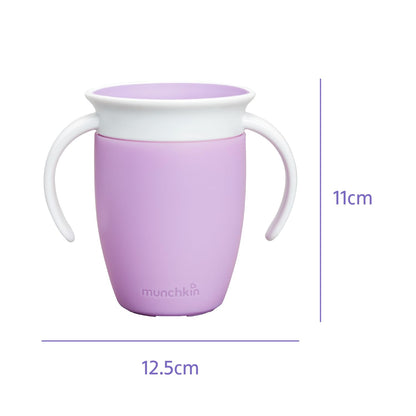 Munchkin Miracle 360°-Trinkbecher für Babys und Kleinkinder, BPA-freier Trinklernbecher mit Griffen, auslaufsicher & spülmaschinenfest, für Kinder ab 6 Monaten - 207 ml, lila