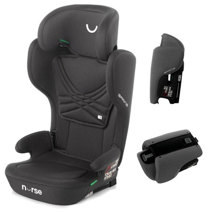 Nurse by Jané Spring i-Size turvatool 100–150 cm, ISOFIX, kokkupandav, must