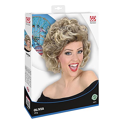 Blond lokkis parukas „Olivia“, kostüümiaksessuaar karnevaliks ja retropeoks