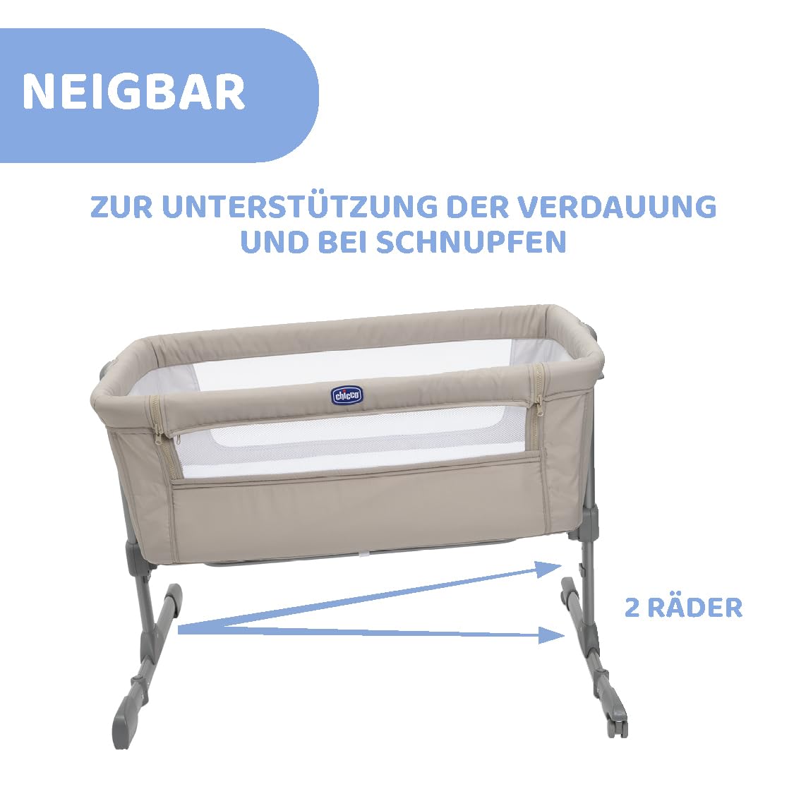 Chicco Next2Me Essential -sivusänky, 6 korkeusasentoa, beige (Dove), 0–6 kuukautta
