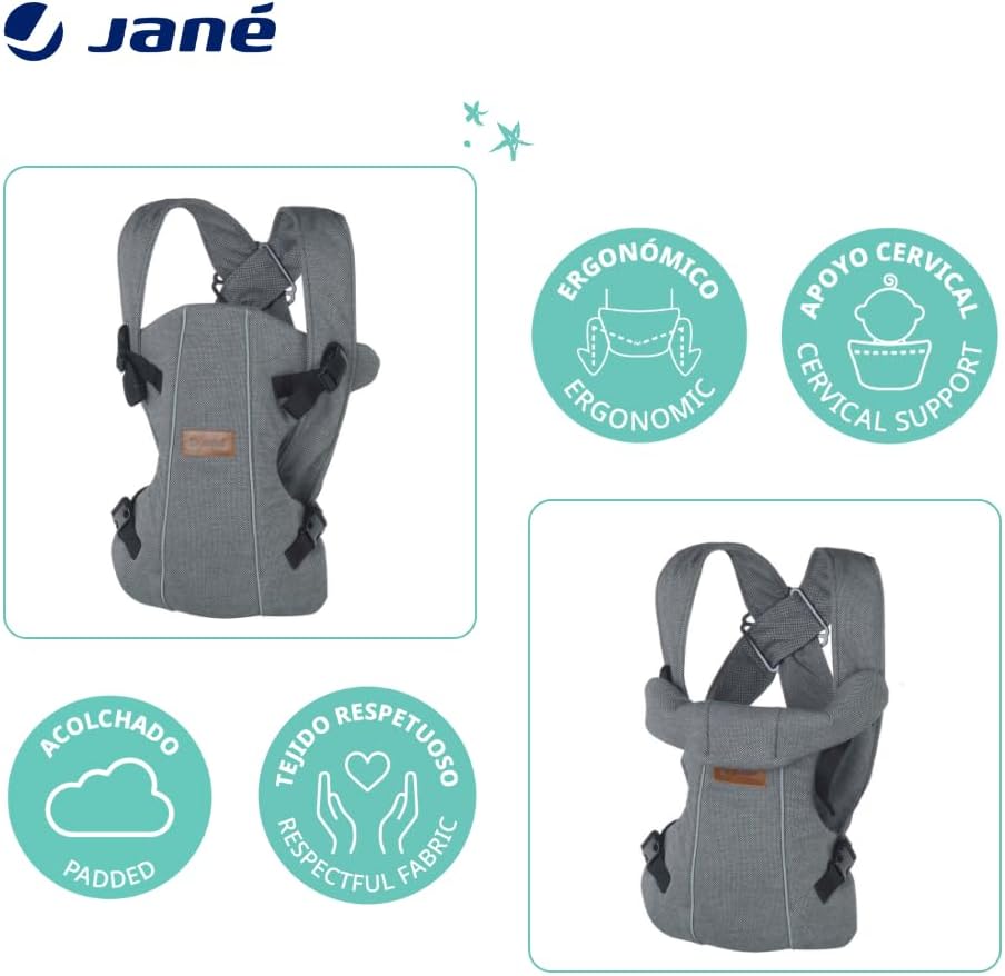 Jané Dual ergonoomiline kandekott, 3 kandmisviisi, hall (3,5–15 kg)