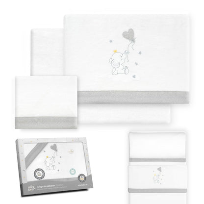 Interbaby talvine voodipesu komplekt 50×80 cm, flanell, elevant/õhupall valge-hall