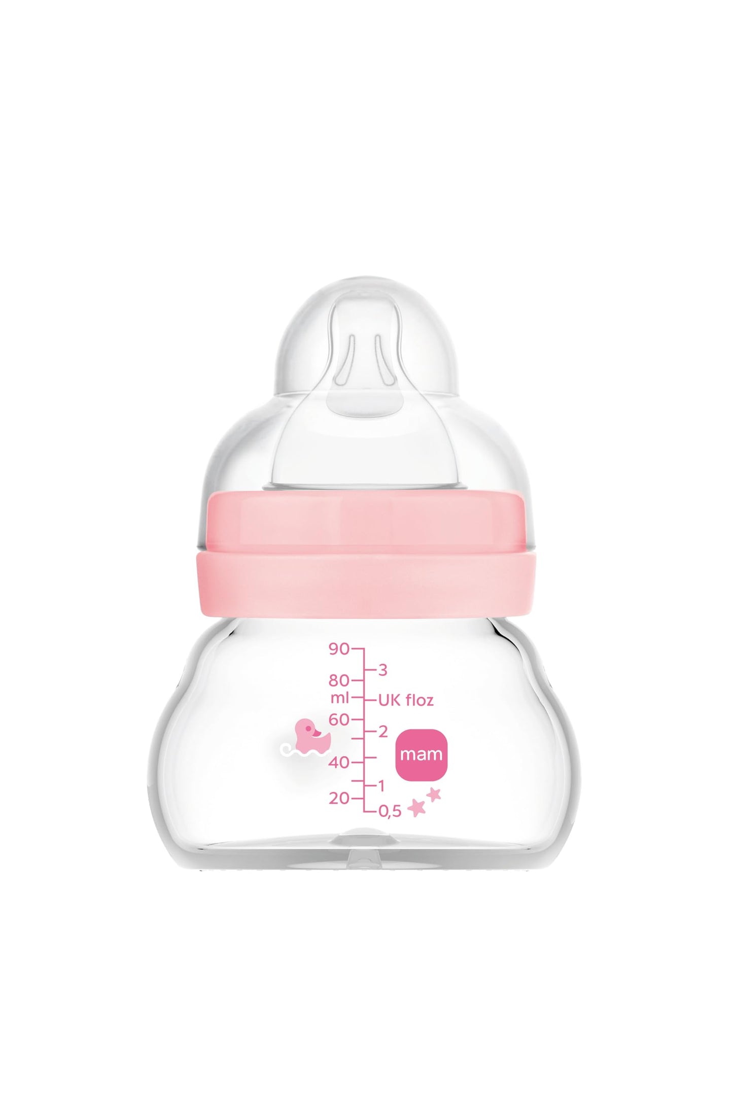 MAM Feel Good klaasist lutipudel SkinSoft™ lutiga, 90 ml, roosa