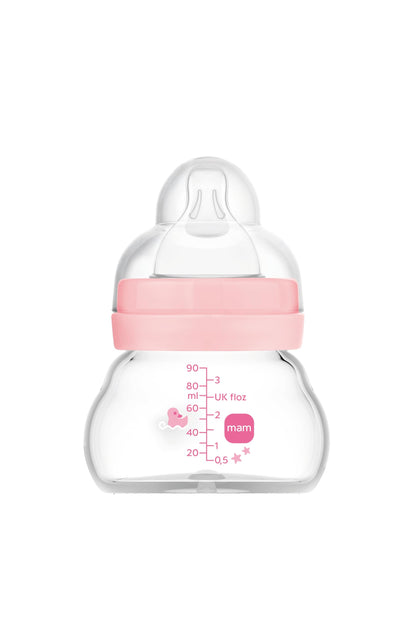 MAM Feel Good klaasist lutipudel SkinSoft™ lutiga, 90 ml, roosa