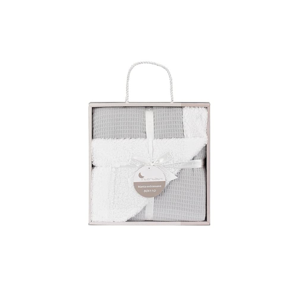 Interbaby beebitekk vahvel/sherpa ja sherpa-kangaga, hall, 80×110 cm