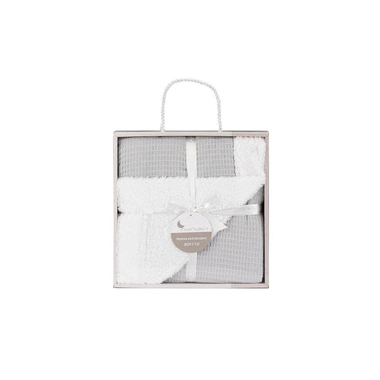 Interbaby beebitekk vahvel/sherpa ja sherpa-kangaga, hall, 80×110 cm