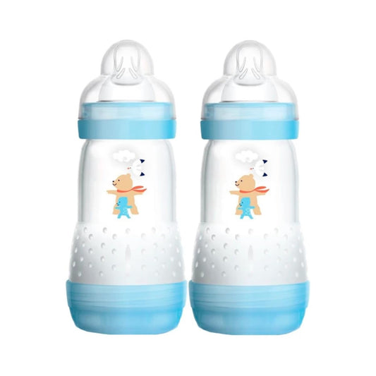 MAM EasyStart Anti-Colic tuttipullo 2-4 kuukautta 260 ml 2 kpl, A137, vaaleansininen