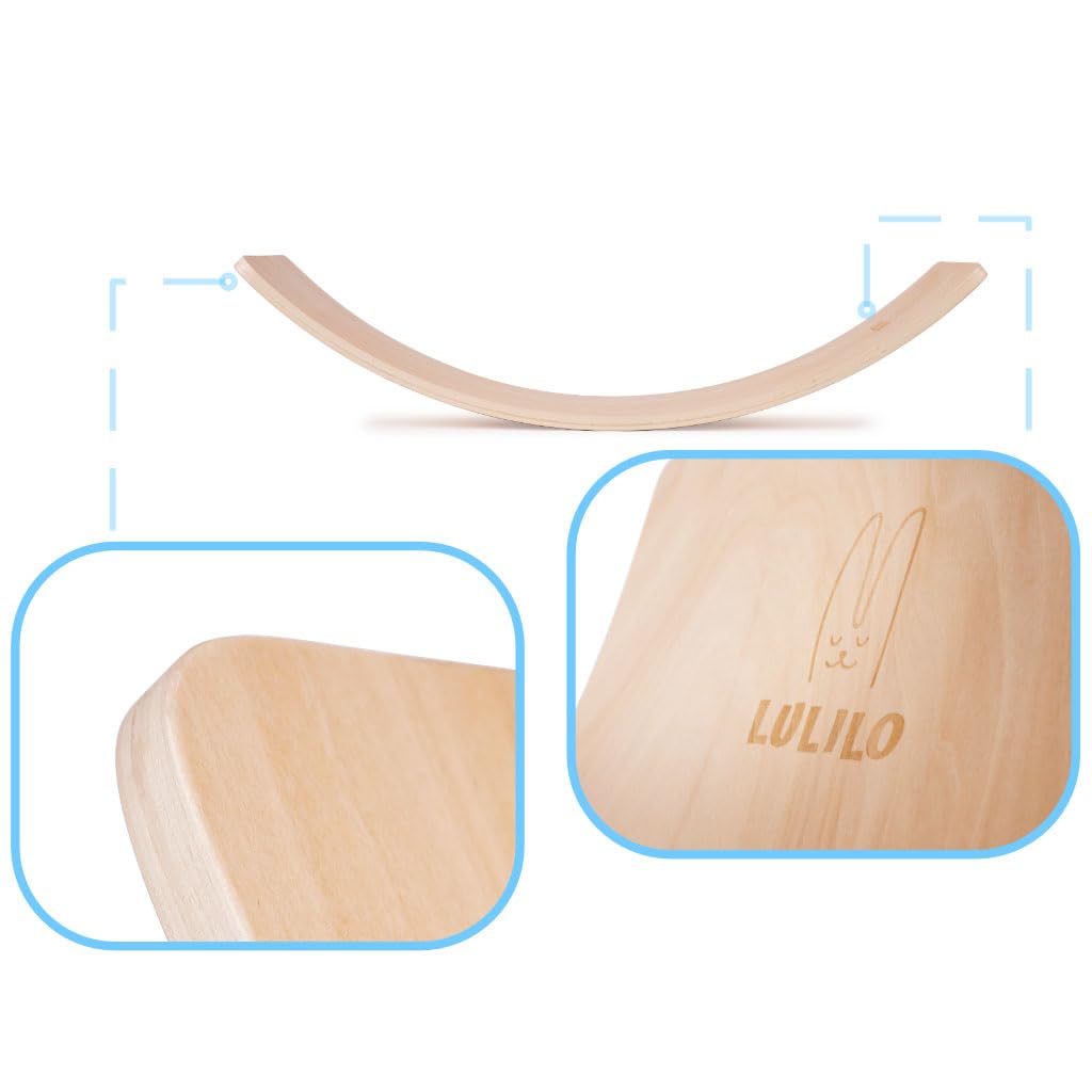 Montessori tasakaalulaud lastele, naturaalne puit (82 × 30 cm)