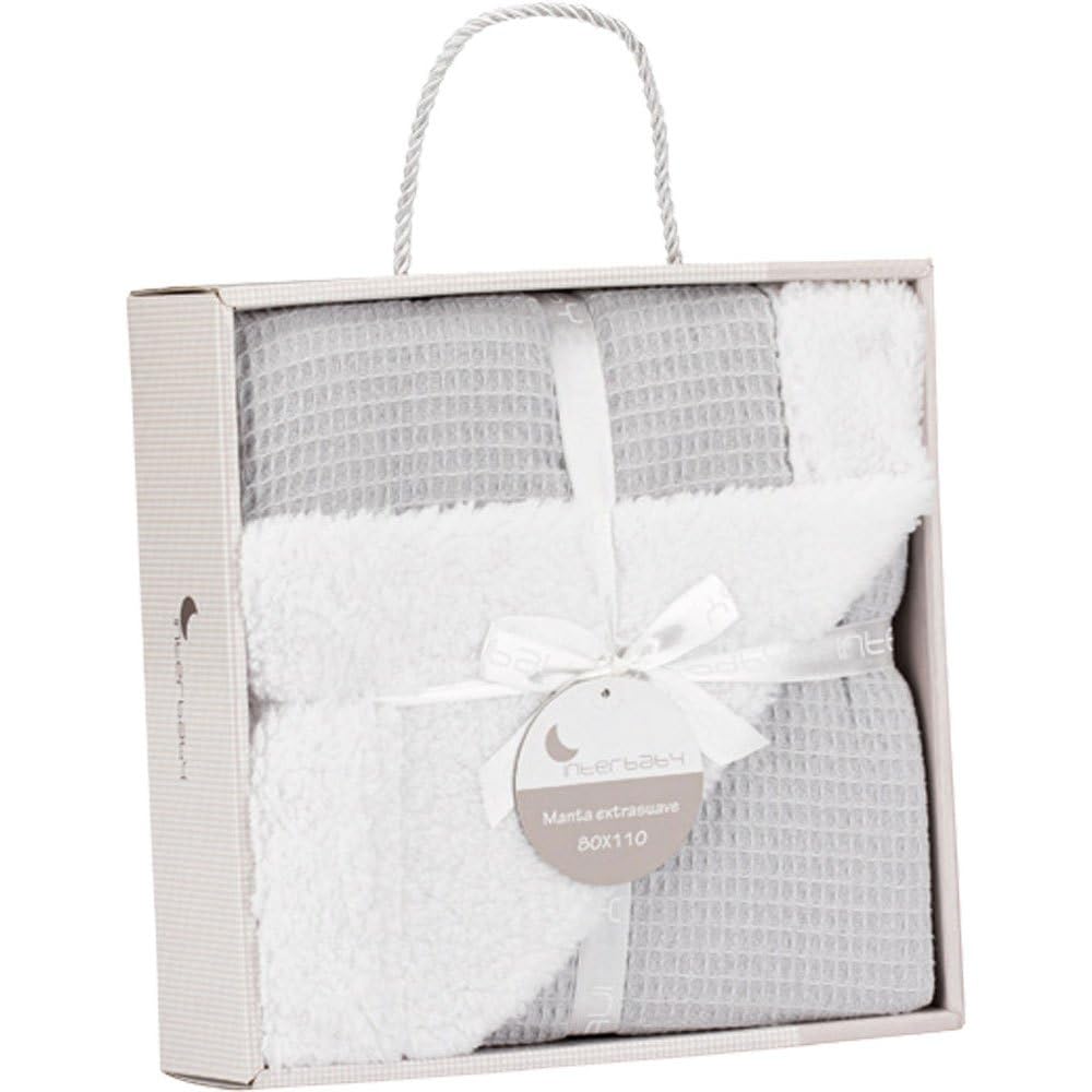 Interbaby beebitekk vahvel/sherpa ja sherpa-kangaga, hall, 80×110 cm
