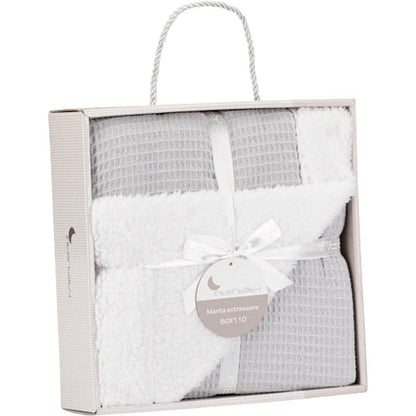 Interbaby beebitekk vahvel/sherpa ja sherpa-kangaga, hall, 80×110 cm