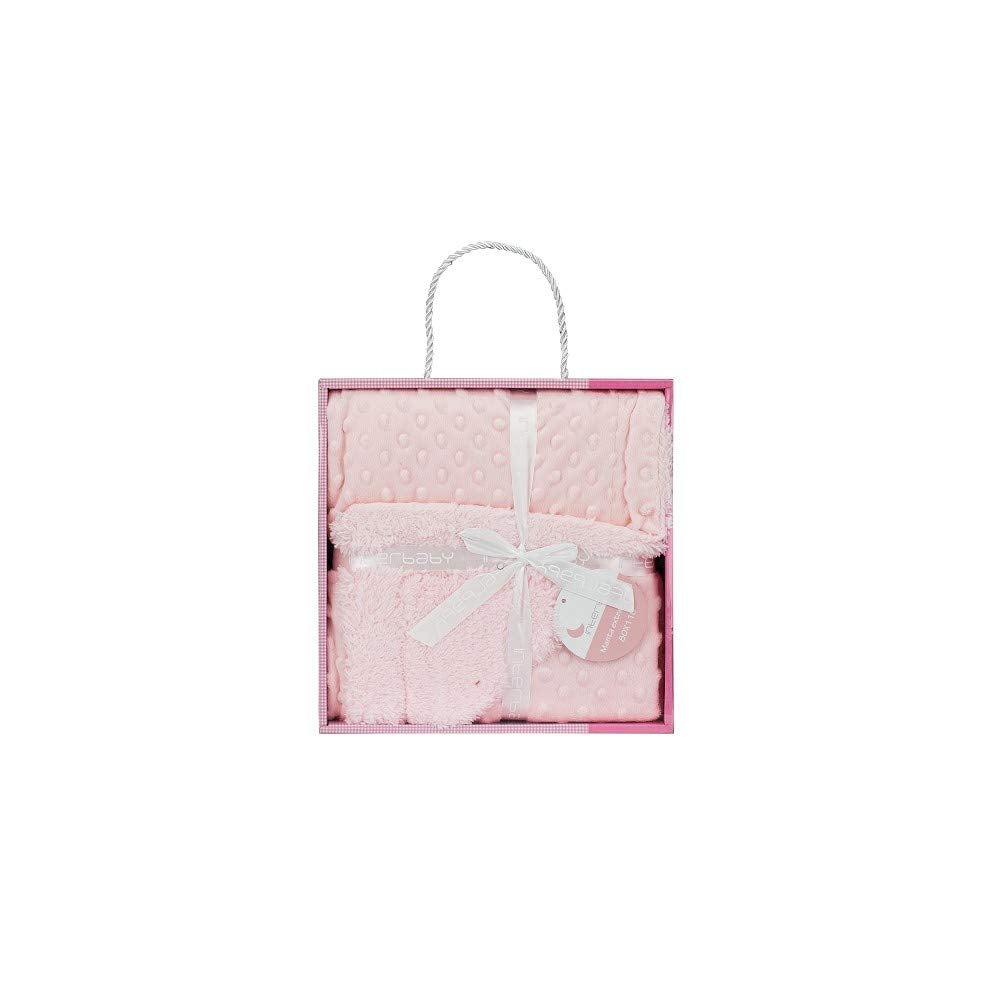 Interbaby pehme beebitekk Sherpa voodriga 80 × 110 cm, roosa