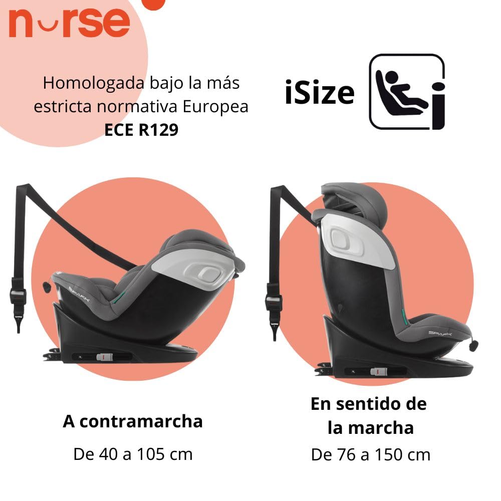 Nurse Jet i-Size turvatool 40–150 cm, 360° pööratav, ISOFIX ja Top Tether, must