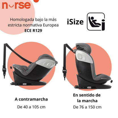 Nurse Jet i-Size turvatool 40–150 cm, 360° pööratav, ISOFIX ja Top Tether, must
