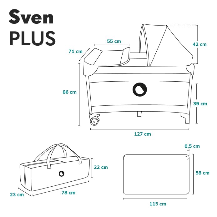 Lionelo Sven Plus 4-ühes reisivoodi beebile, Beige Latte