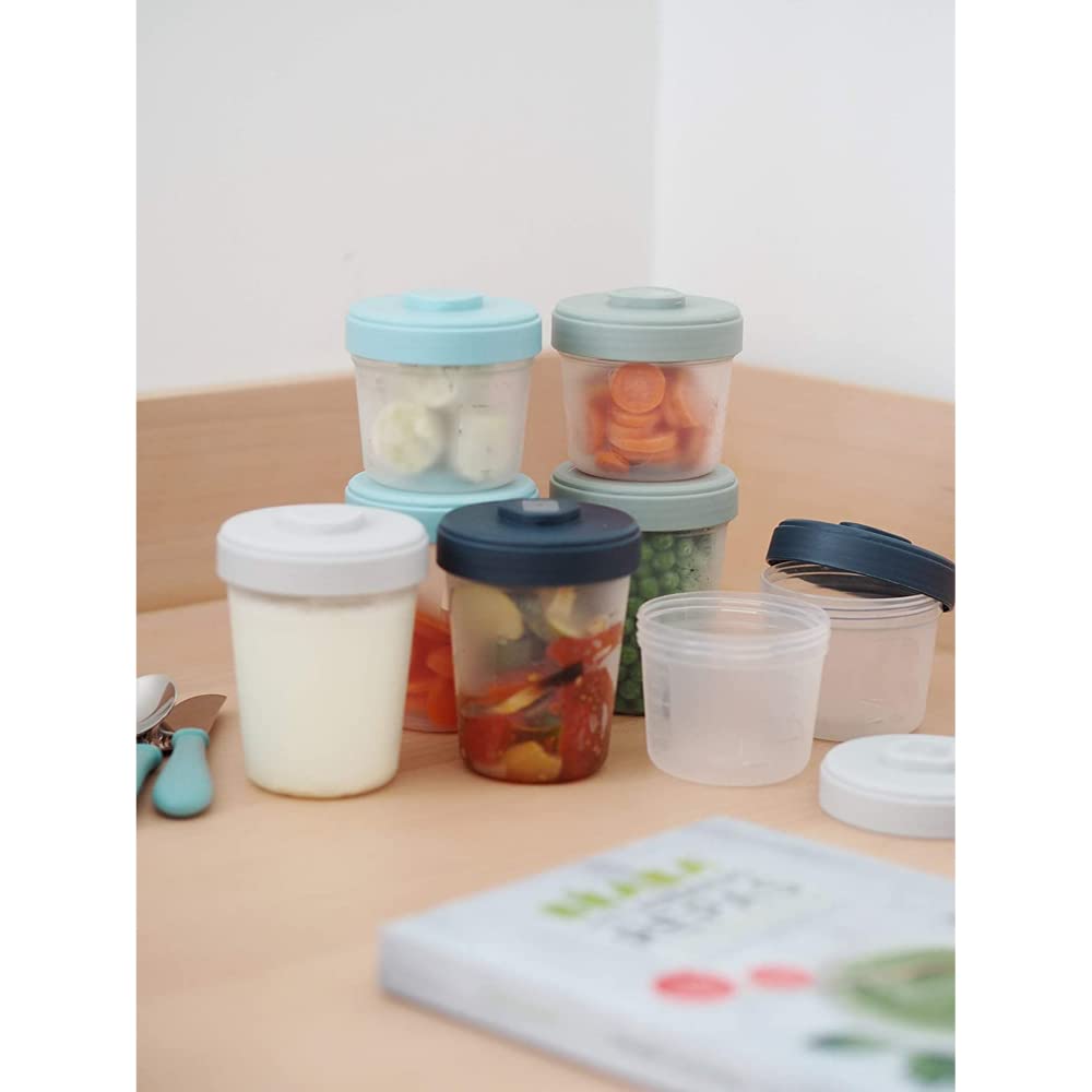 Béaba toidupakendite komplekt 12-osaline, 2 silikoonlusikat, Eucalyptus, 90 ml + 150 ml + 250 ml