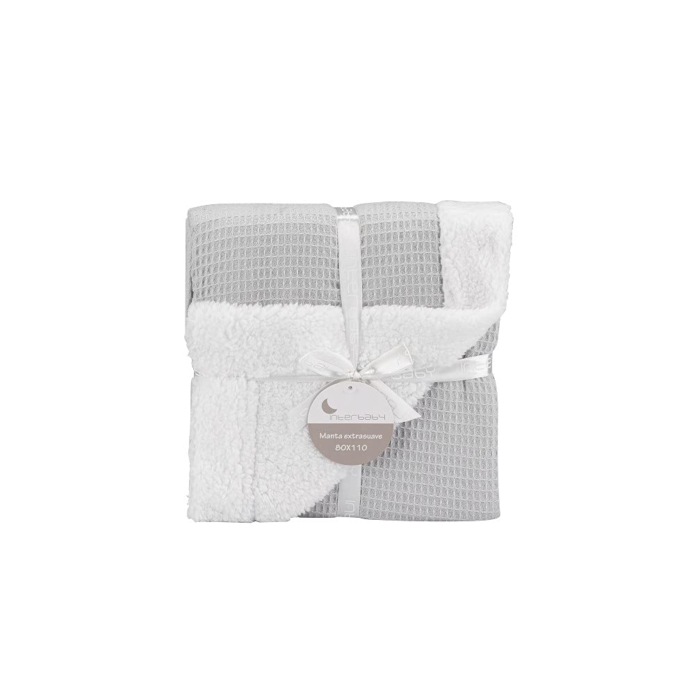 Interbaby beebitekk vahvel/sherpa ja sherpa-kangaga, hall, 80×110 cm