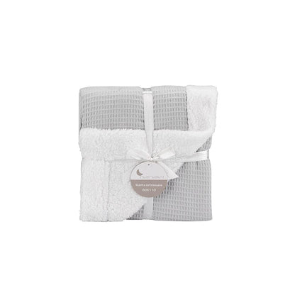 Interbaby beebitekk vahvel/sherpa ja sherpa-kangaga, hall, 80×110 cm