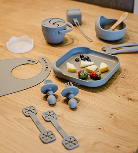 Interbaby silikoonist iminappkinnitusega taldrik, hall