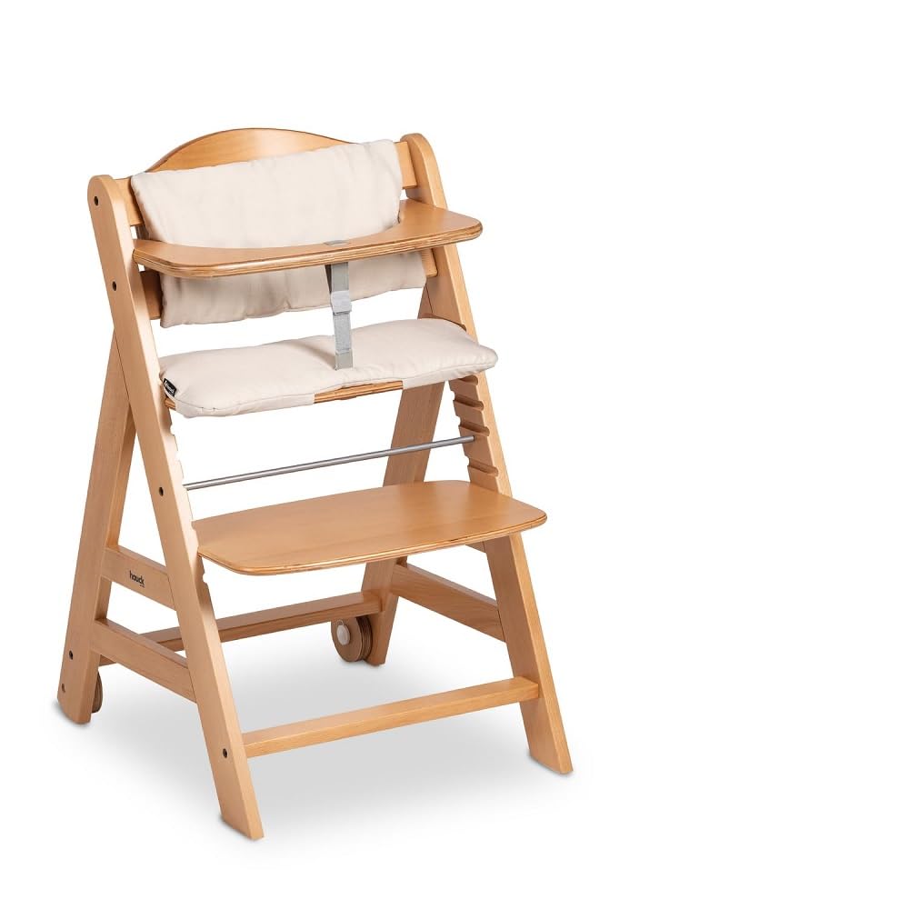 Hauck Beta+ puidust söögitoolide komplekt rataste ja kandikuga (kuni 90 kg)