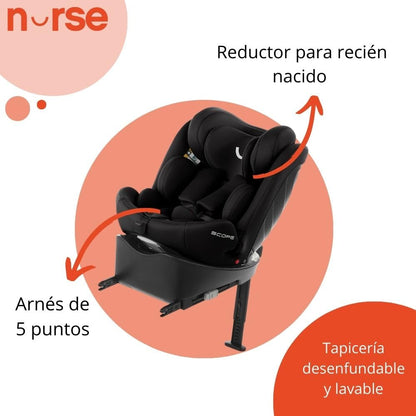 Nurse Scope i-Size 360° pöörlev turvatool 40–150 cm / 0–12 a, ISOFIX ja tugijalg, must