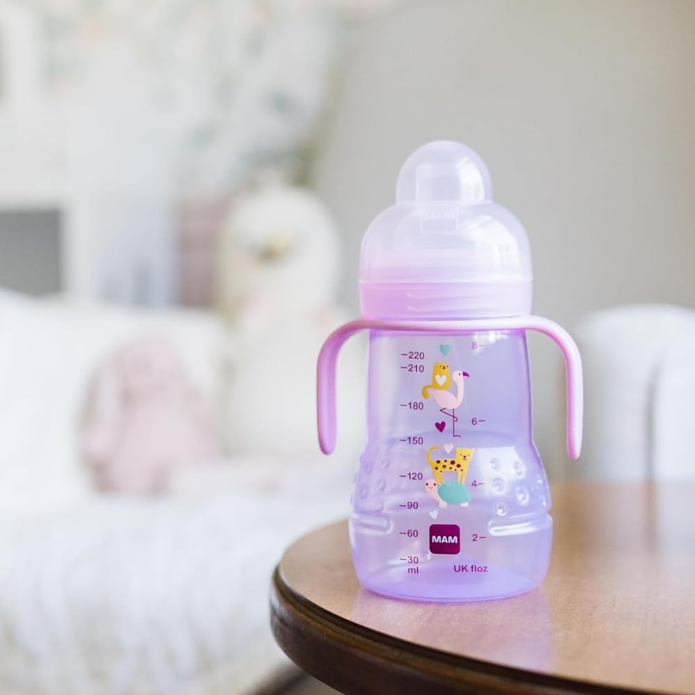 MAM 2-in-1 õpipudel ja joogitops, 220 ml, alates 4. elukuust, beež