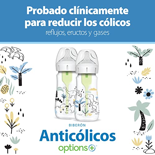 Dr. Brown’s Options+ laia suuga lutipudelid koolikute leevendamiseks, 270 ml, 2 tk (Dinosaurused)