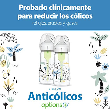 Dr. Brown’s Options+ laia suuga lutipudelid koolikute leevendamiseks, 270 ml, 2 tk (Dinosaurused)