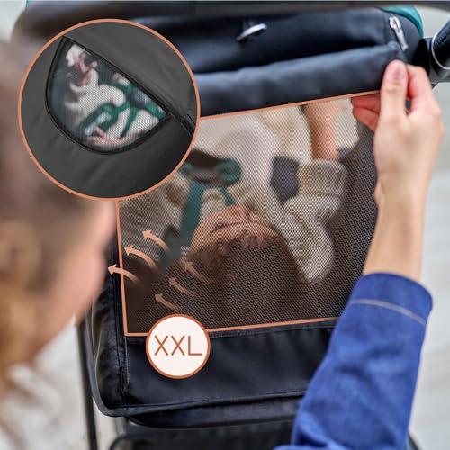 Lionelo MIRA kompaktne jalutuskäru 6–48 kuud, lamavasendiga iste, PU maastikurattad, XXL varikatus UPF50+, roosa
